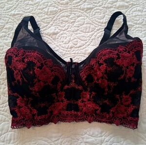 Fredricks Of Hollywood Black and Red Lace Long Line Bra
